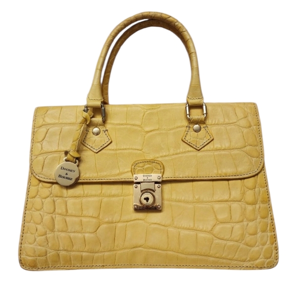 Dooney & Bourke Italy Croc vintage satchel purse yellow rare